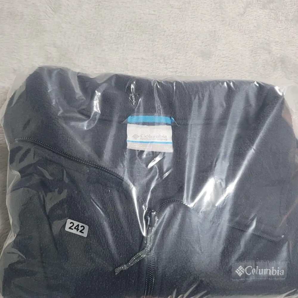 Columbia Jacket Mens XL Black Fleece Full Zip Stand Collar Hiking WM3220